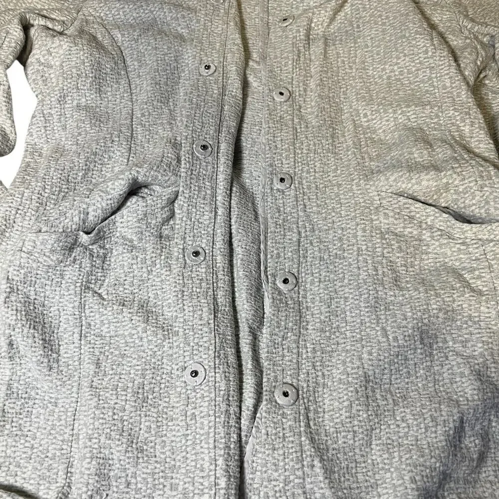 Eileen Fisher Womens Gray Textured Long Jacket Snap Front Large‎ Cardigan Blazer